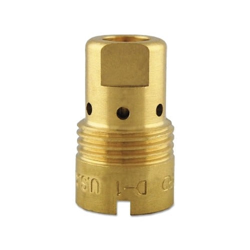 Bernard Centerfire D-1 gas diffuser, brass hexagonal body with threaded base and ported gas holes, MIG welding gas diffuser