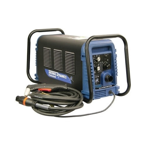 Thermal Dynamics Cutmaster 152 plasma cutter 120A 230V blue and black cabinet with torch and leads 2 in cut plasma cutter