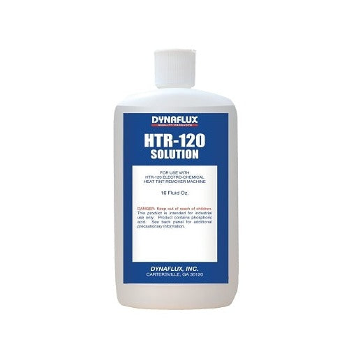 Dynaflux HTR-120 heat tint removal solution 16 oz white bottle electro-chemical mild formula weld tint remover