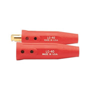 Cable Connector, Single Oval Point Screw, Male/Female, 1/0 to 2/0 AWG Cap, Red