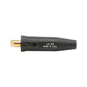 Lenco LC-40 male cable connector oval-point screw 1/0 to 2/0 AWG black rubber insulated gold pin cable connector