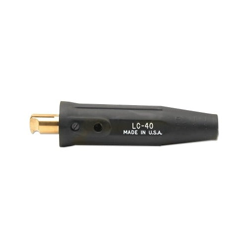 Lenco LC-40 male cable connector oval-point screw 1/0 to 2/0 AWG black rubber insulated gold pin cable connector