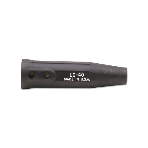 Lenco LC-40 female cable connector single oval-point screw 1/0 to 2/0 AWG black rubber insulated welding cable connector