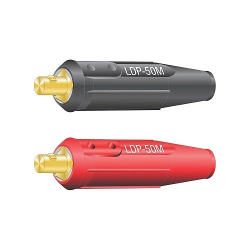 Lenco LDP-50M International DINSE type machine plug set black and red 4 to 1/0 cable cap oval-point welding connector