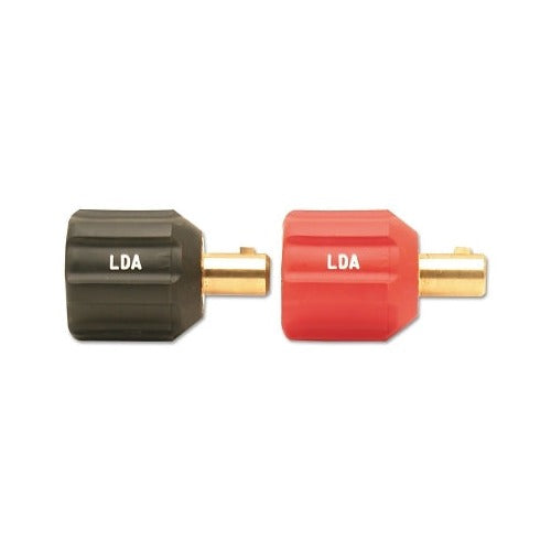 Lenco LDA DINSE type machine plug adapter male and female pair black and red insulated connectors