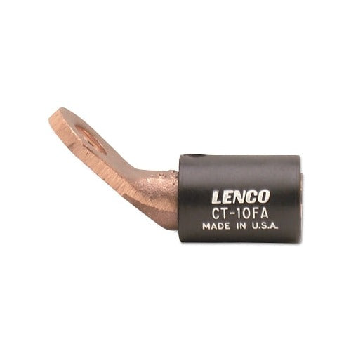 Lenco CT-10FA connector terminal angled copper lug 17/32 in bore black insulating sleeve cable connector terminal