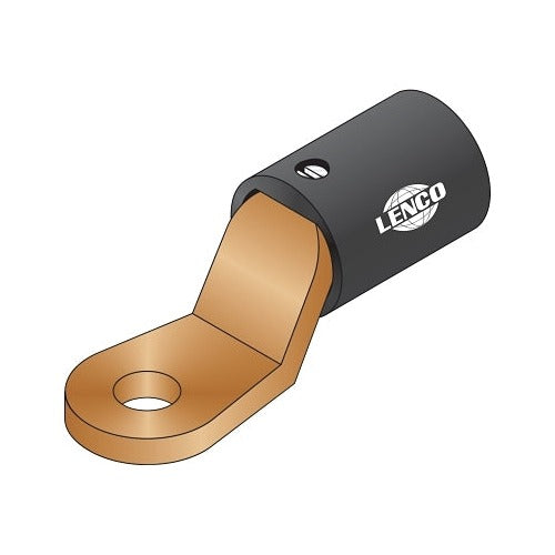 Lenco CT-40FS straight connector terminal, copper lug with black rubber insulator, 17/32 in stud hole, welding cable terminal