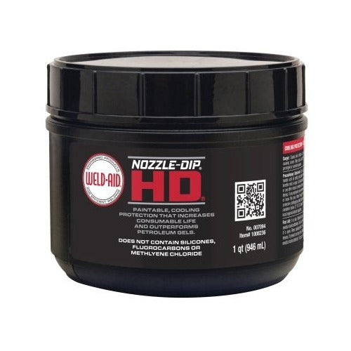 Weld-Aid Nozzle-Dip HD anti-spatter compound, 32 oz black jar, 1 qt paintable cooling formula, MIG welding anti-spatter