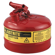 Type l Steel Safety Can, Gas, 2.5 gal, Red, Includes SS Flame Arrestor/Swinging Handle