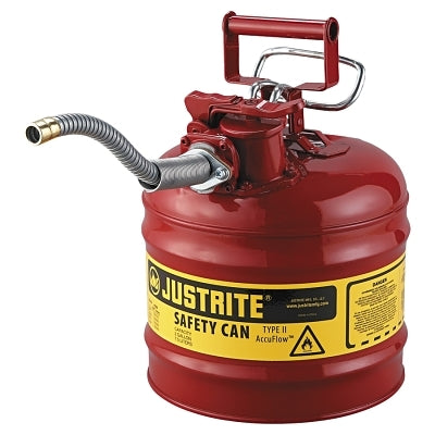 Type II AccuFlow Safety Can, Gas, 2 gal, Red, Includes 5/8 in OD Flexible Metal Hose