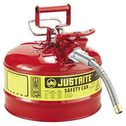 Type II AccuFlow Safety Can, Gas, 2.5 gal, Red, Includes 5/8 in OD Flexible Metal Hose