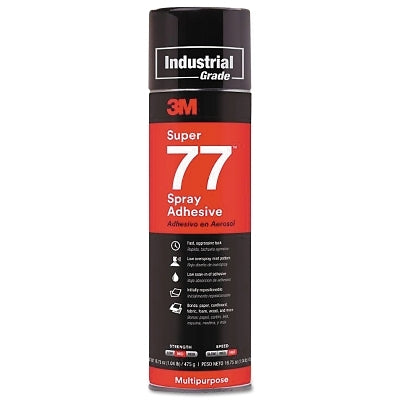 Super 77 Mult-Purpose Spray Adhesive, 16.75 oz, Aerosol Can, Clear