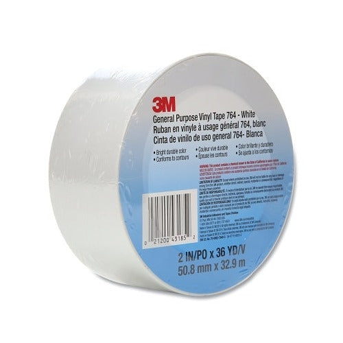 3M 764 general purpose vinyl tape, 2 in x 36 yd, 5 mil, white roll, marking tape