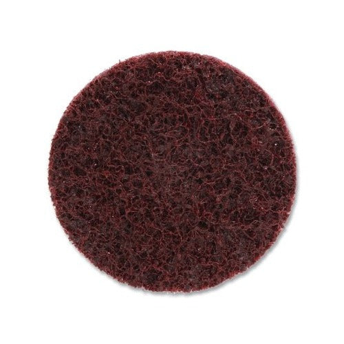 Scotch-Brite Roloc surface conditioning disc, 2 in diameter, TR type, maroon medium aluminum oxide, 25000 rpm rated