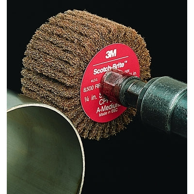 Cut and Polish Flap Brush, 3 in x 1/4 in, Medium, Aluminum Oxide, 8500 rpm
