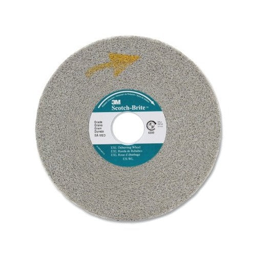 Scotch-Brite EXL deburring wheel 6 x 1 in fine grade silicon carbide gray non-woven 6000 rpm bench grinder deburring wheel