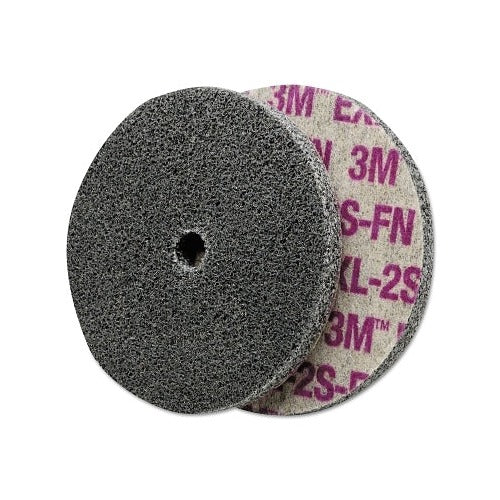 Scotch-Brite EXL unitized deburring wheel 3 in x 3/8 in fine silicon carbide gray 12100 RPM abrasive wheel