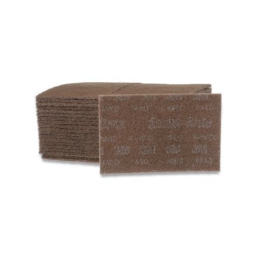 Scotch-Brite 7440B medium aluminum oxide hand pads, tan, rectangular non-woven abrasive, stack of 40 per case