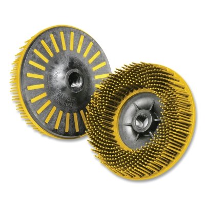 Bristle Disc, 4-1/2 in x 5/8 in-11, 80 Grit, Ceramic, 12000 rpm, Yellow