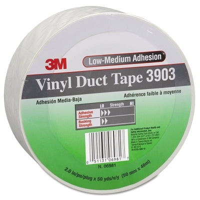 Vinyl Duct Tape 3903, White, 2 in x 50 yd x 6.5 mil