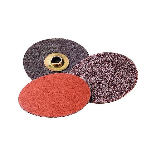 3M Roloc 777F ceramic abrasive discs, 2 in diameter, TR mount, 60 grit, dark red and maroon, set of three grinding discs