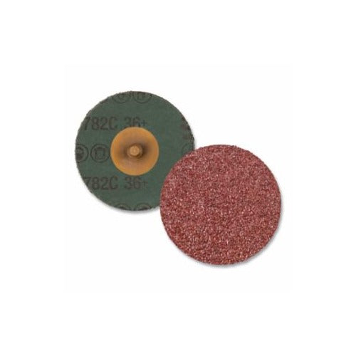 3M 782C fibre disc 36 grit Roloc quick-change attachment maroon aluminum oxide two-piece set sanding disc