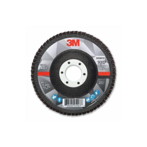 3M 769F flap disc 05903 4-1/2 in T29 grade 40+ zirconia 80 mm 13300 RPM black backing flap disc