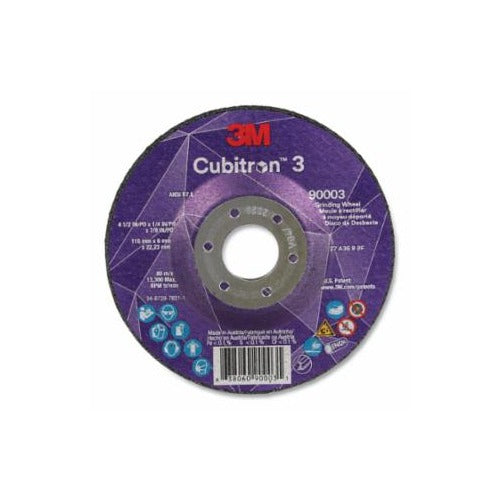 3M Cubitron 3 grinding wheel 90003 4-1/2x1/4x7/8 in purple depressed-center Type 27 abrasive disc