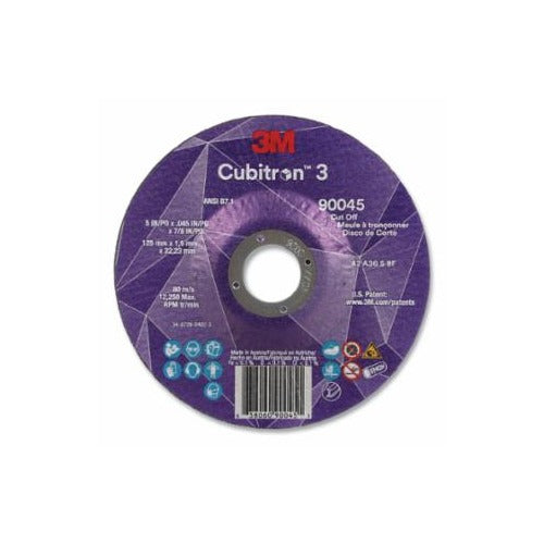 3M Cubitron 3 cut-off wheel 90045 5x.045x7/8 in 80m/s 12250 RPM purple Type 1 abrasive cut-off disc