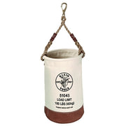 Load Rated Leather-Bottom Bucket, 1 Compartment, 17 in H, 12 in W, Off-White, With Swivel Snap