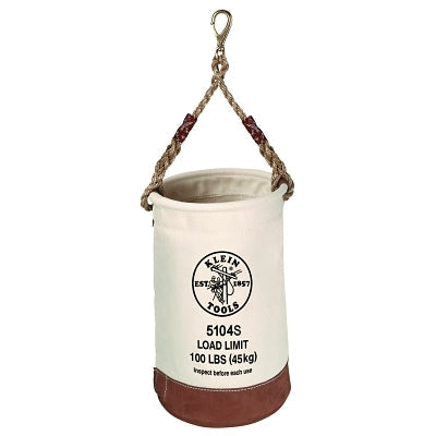 Load Rated Leather-Bottom Bucket, 1 Compartment, 17 in H, 12 in W, Off-White, With Swivel Snap