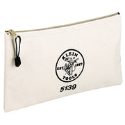 Zipper Bag, 1 Compartment, 12-1/2 in X 7 in, Canvas, White