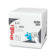 WypAll L40 PowerClean white shop towels 12.5x12 in quarter-fold pack 56 sheets 1-ply, industrial cleaning towels