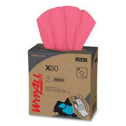 X80 Heavy-Duty Cloth, Red, 8.34 in W x 16.8 in L, 80 Sheets/BX, Pop-Up Box