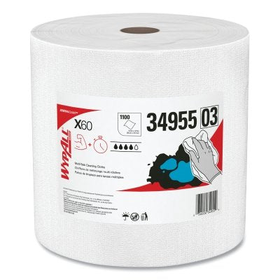 X60 Cloth Wiper, White, 13.4 in W x 12.4 in L, Jumbo Roll, 1,100 Sheets/Roll