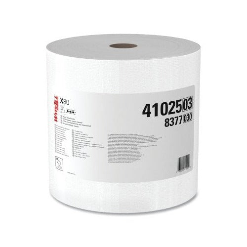 WypAll X80 heavy duty wiping cloth white 12.2 x 12.4 in jumbo roll 475 sheets white nonwoven shop cloth roll