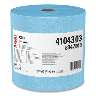 X80 Heavy-Duty Cloth, Blue, 12.2 in W x 12.4 in L, 475 Sheets/RL, Jumbo Roll