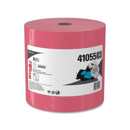 WypAll X80 heavy-duty shop cloth, red jumbo roll 41055, 475 sheets, 12.2 x 12.4 in, industrial cleaning wipers
