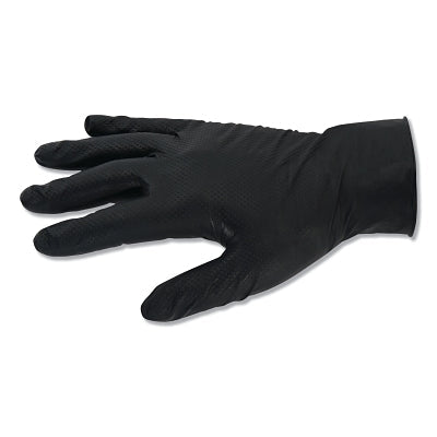 G10 Kraken Grip Nitrile Gloves, Fully Textured, Beaded Cuff, X-Large, Black, 6 mil Fingers/Palm