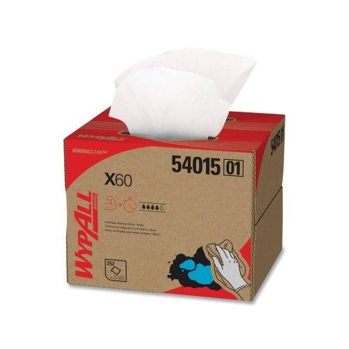 WypAll X60 cloth wiper white 11.1 x 16.8 in brag box 252 sheets GeneralClean multi-task industrial wiper box