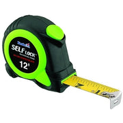 Self Lock Measuring Tape, 5/8 in x 12 ft, Green/Black