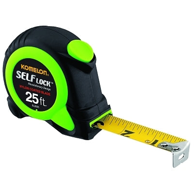 Self Lock Measuring Tape, 1 in x 25 ft, Green/Black