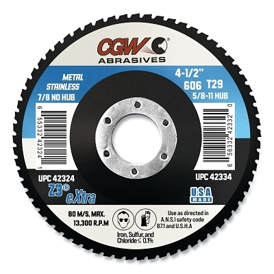 Prem Z3 Reg T29 Flap Disc, 4-1/2 in dia, 60 Grit, 7/8 Arbor, 13300 rpm