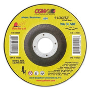 Thin Cut-Off Wheel, 4 1/2 in Dia, 3/32 in Thick, 7/8 Arbor, 36 Grit Alum. Oxide