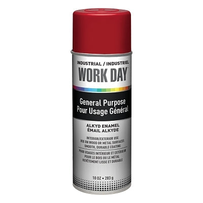 Industrial Work Day Enamel Paint, 10 oz Aerosol Can, Gloss Red