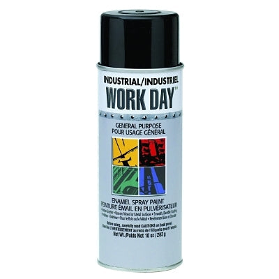Industrial Work Day Enamel Paint, 10 oz Aerosol Can, Flat Black