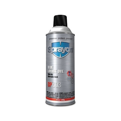 Sprayon SP603 blue layout dye 12 oz aerosol can silver body blue label marking fluid for metal layout