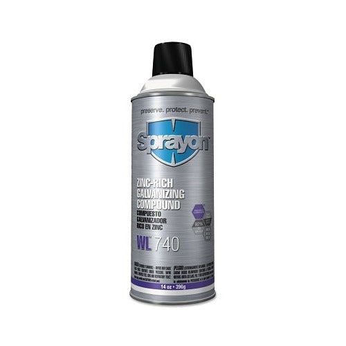 Sprayon WL740 zinc-rich cold galvanizing compound 14 oz aerosol can silver label chemical coating