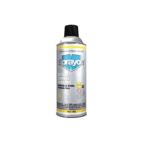 Sprayon LU204 dry film graphite lubricant 10 oz aerosol spray can silver and yellow label industrial lubricant
