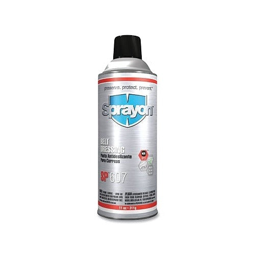 Sprayon SP607 belt dressing lubricant 11 oz aerosol can silver NSF logo reduces belt slippage belt dressing spray
